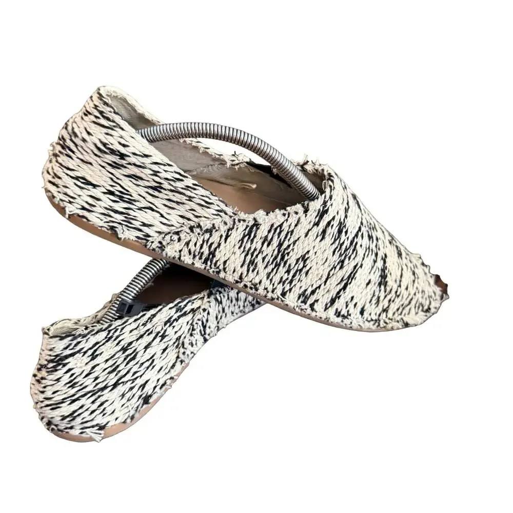 Zara Trafaluc Black and White Woven Slip-On Espadrille Flats size 8